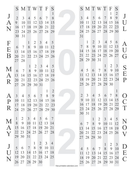 printable mini calendar 2022