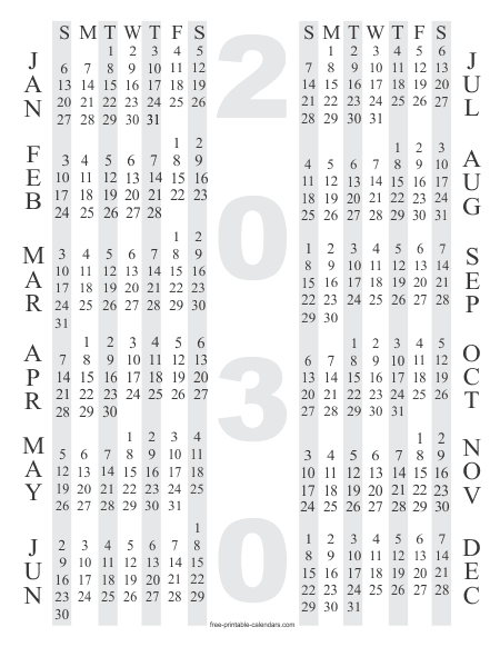 2030 Calendar 4 – Free Printable Calendars