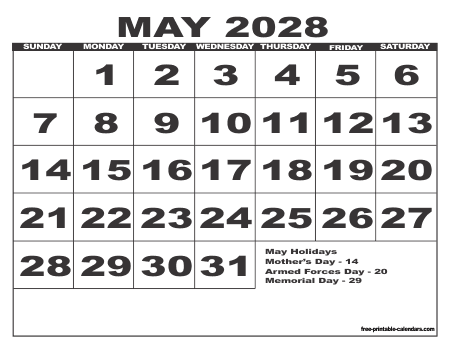 2028 Calendar 6 – Free Printable Calendars