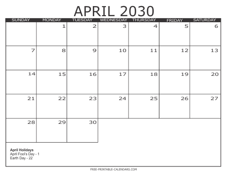 April 2030 Calendar 3