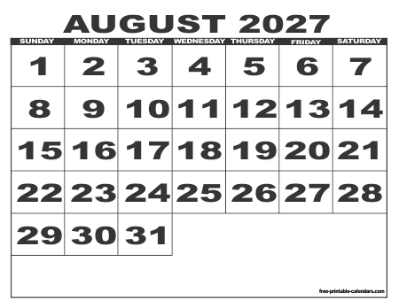 2027 Calendar 6 – Free Printable Calendars