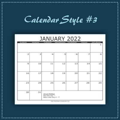 Calendar Style 3