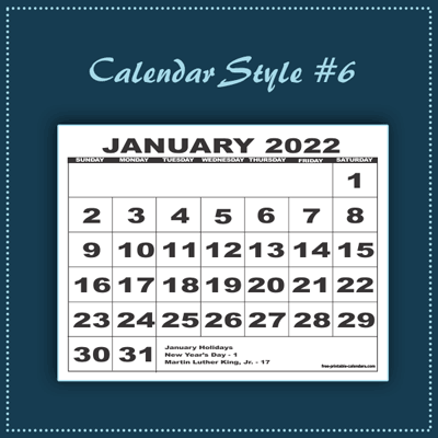 Calendar Style 6