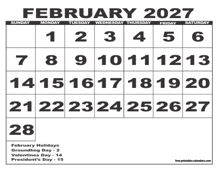 2027 Calendar 6 – Free Printable Calendars