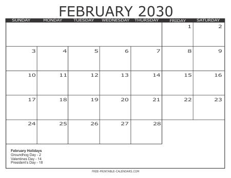 February 2030 Calendar 3
