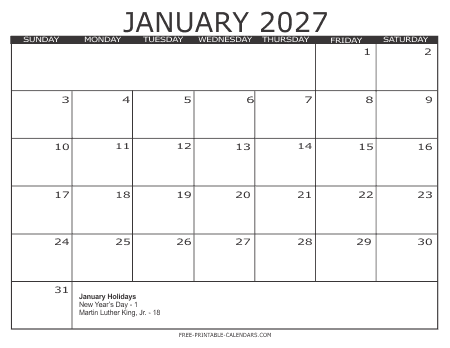 2027 Calendar 3 – Free Printable Calendars