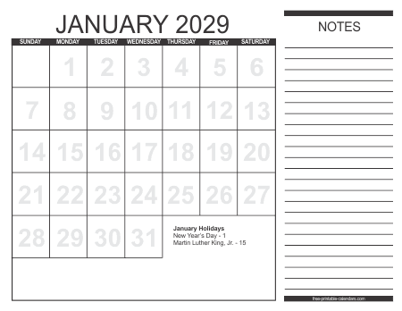 2029 Calendar 1 – Free Printable Calendars
