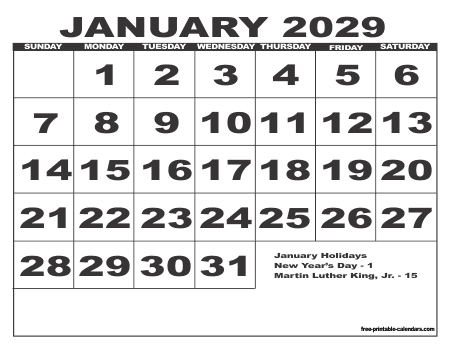 2029 Calendar 6 – Free Printable Calendars