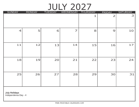 2027 Calendar 3 – Free Printable Calendars