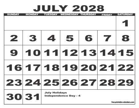 2028 Calendar 6 – Free Printable Calendars