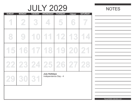 2029 Calendar 1 – Free Printable Calendars
