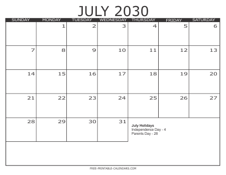 2030 Calendar 3 – Free Printable Calendars