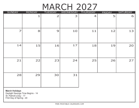 2027 Calendar 3 – Free Printable Calendars