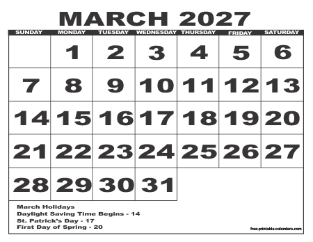 2027 Calendar 6 – Free Printable Calendars 2027-calendar-6-free-printable-calendars