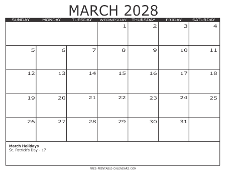 2028 Calendar 3 – Free Printable Calendars