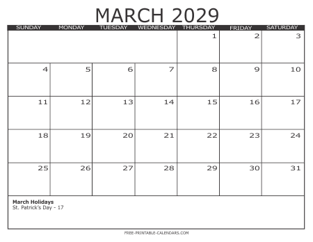 2029 Calendar 3 – Free Printable Calendars