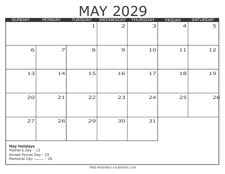 2029 Calendar 3 – Free Printable Calendars